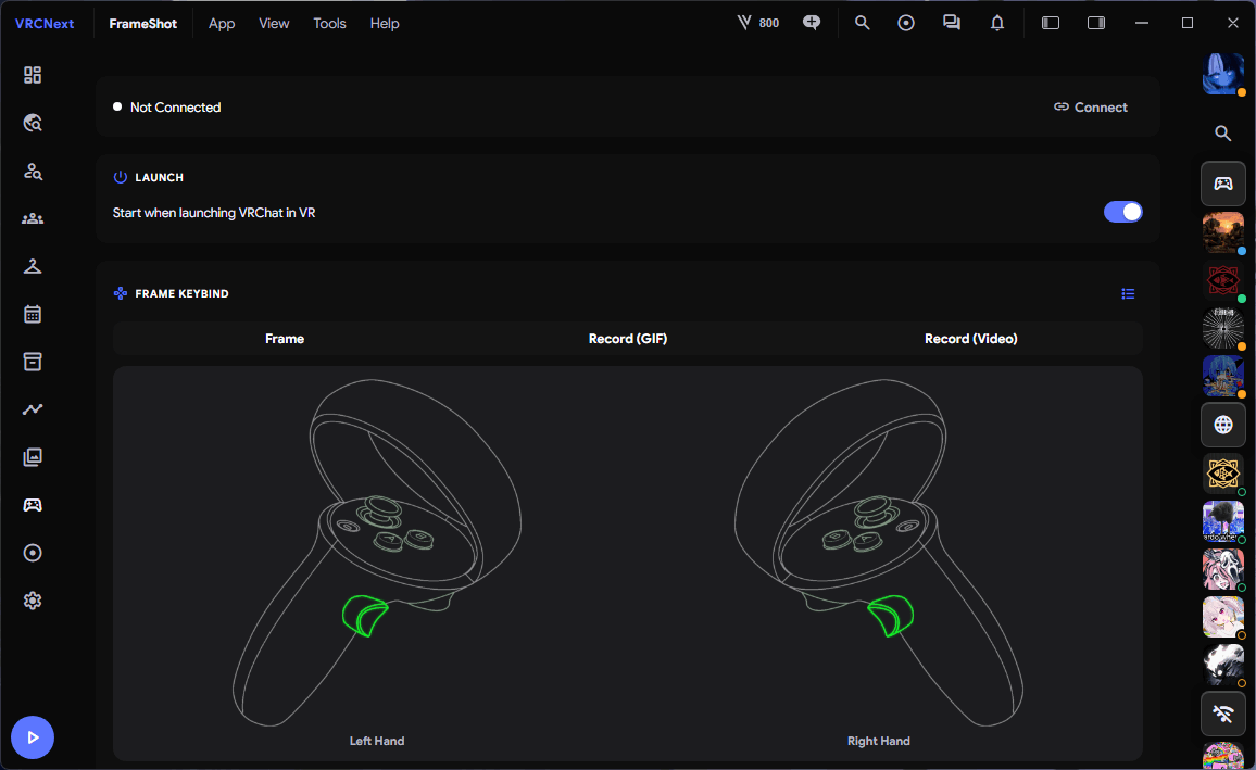 VRCNext Frame Shots capturing VRChat photos with hand gestures