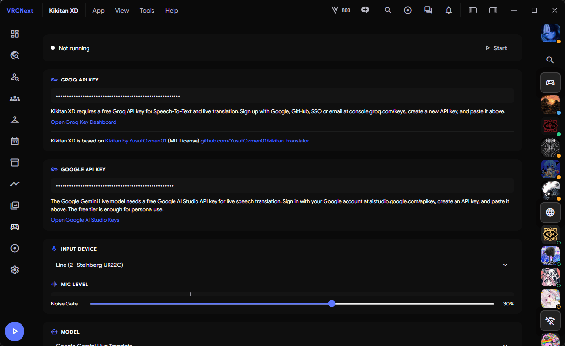 VRCNext Kikitan live voice translation in the VRChat OSC chatbox